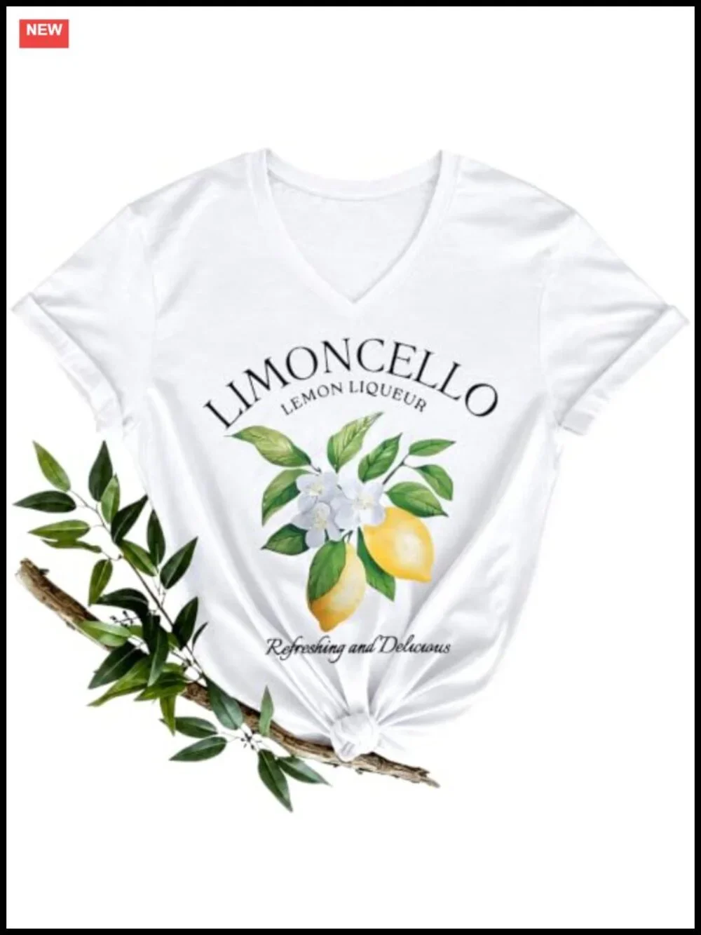 Women's V-Neck Lemon Graphic Tee Casual Summer Shirt Short Sleeve